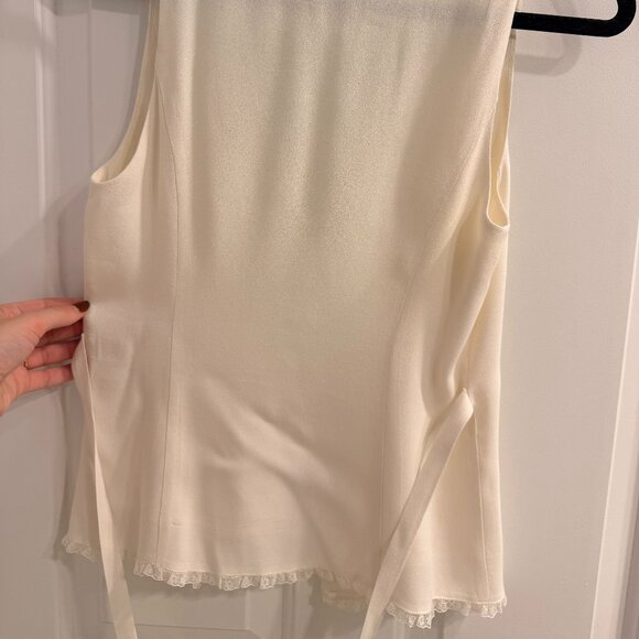 Reformation Skylar Button Front Vest Top - Cream, Size 2 - Picture 8 of 12